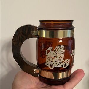 Vintage 1972 Warner Bros. Jungle Habitat Souvenir Mug – Amber Glass Zoo Cup